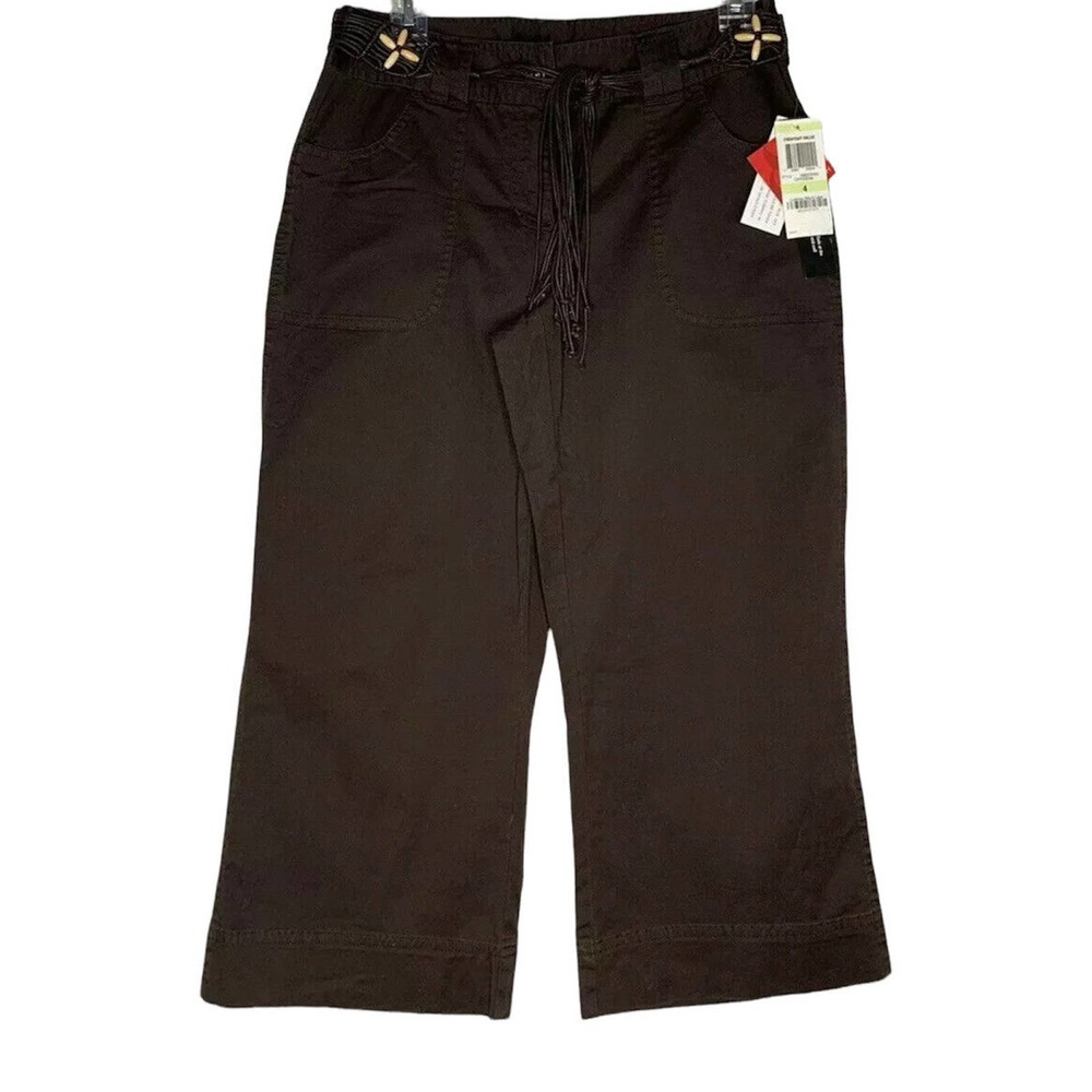 Style & Co. Brown Wide-Leg Drawstring Capris